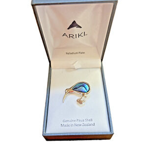 Vintage Rare Ariki Abalone Paua Shell New Zealand Kiwi Bird Pin Brooch 1.25"